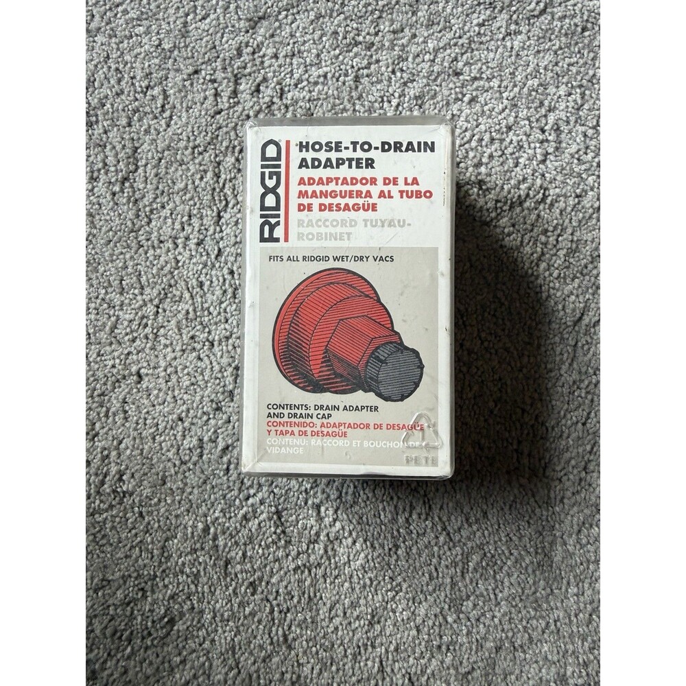 RIDGID VT2519 Hose to Drain Adapter Wet Dry Vac Vacuums Garden Hose Cap Red New